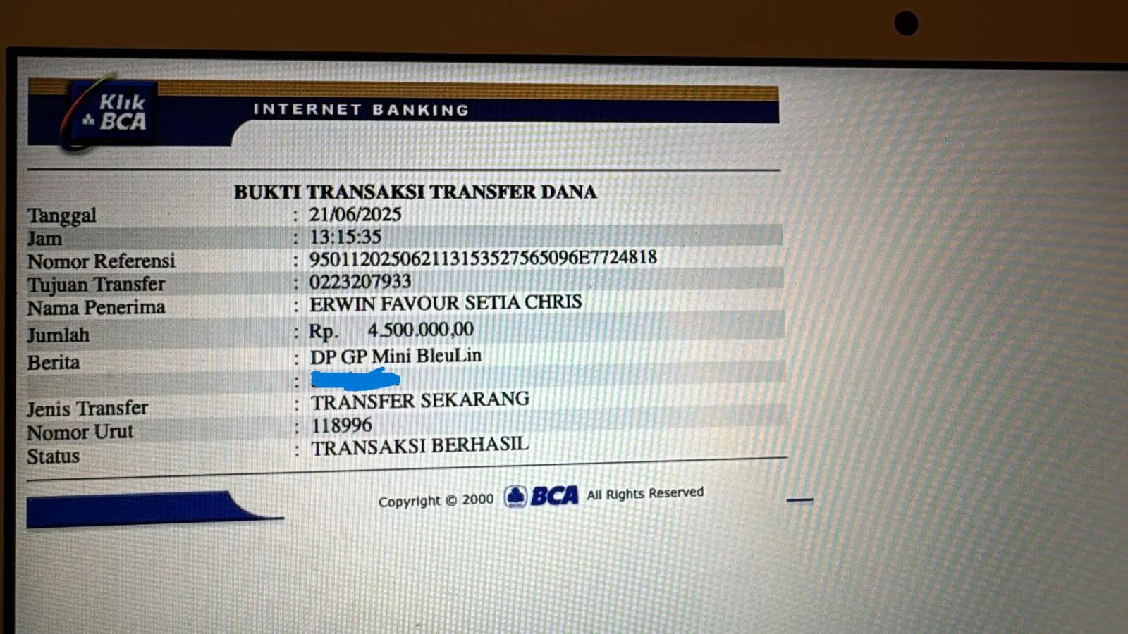 Bukti Transfer